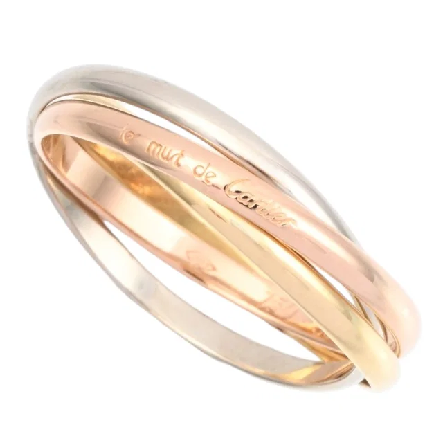 Cartier 18K Trinity Ring #57 Yellow Gold/Pink Gold/White Gold in White from VINTAGE QOO TOKYO