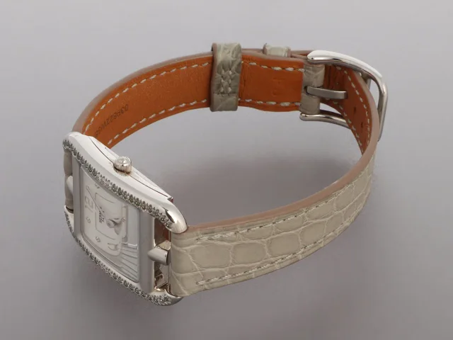 Hermès Small Stainless Steel Diamond Cape Cod Watch 31mm in Crocodile from Ann's Fabulous Finds, photo 3 of 5
