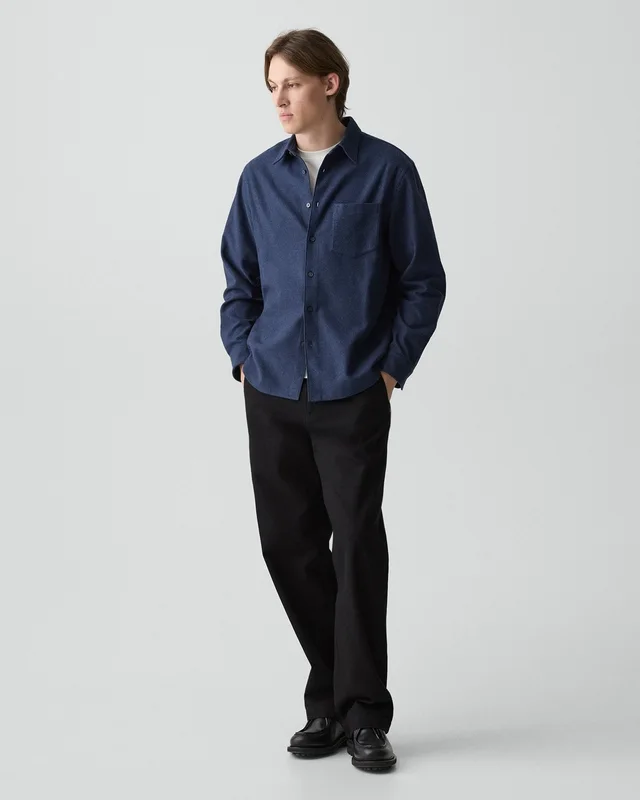 Theory Weekend Shirt in Cotton Flannel in NAVY MULTI, photo 13 of 14 from Theory