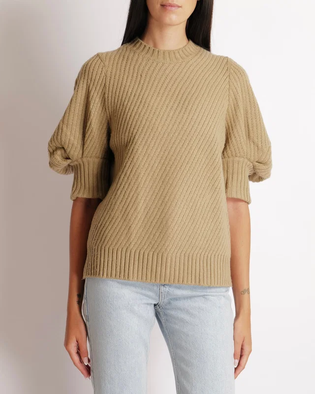 Prada Beige Cashmere Knit Puff-Sleeve Jumper Size IT 40 (UK 8) in Beige Cashmere from Sellier