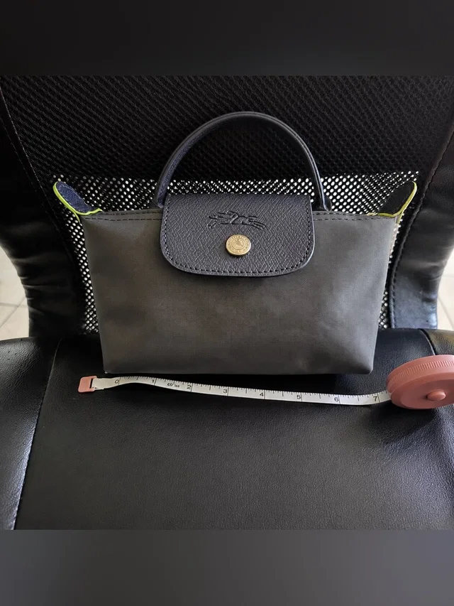 Longchamp Mini Top-Handle Bag In Charcoal With Lime Trim in black from Poshmark