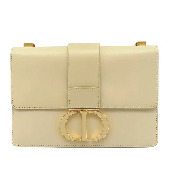 White Dior Leather 30 Montaigne Box Bag in White Leather from Designer Revival