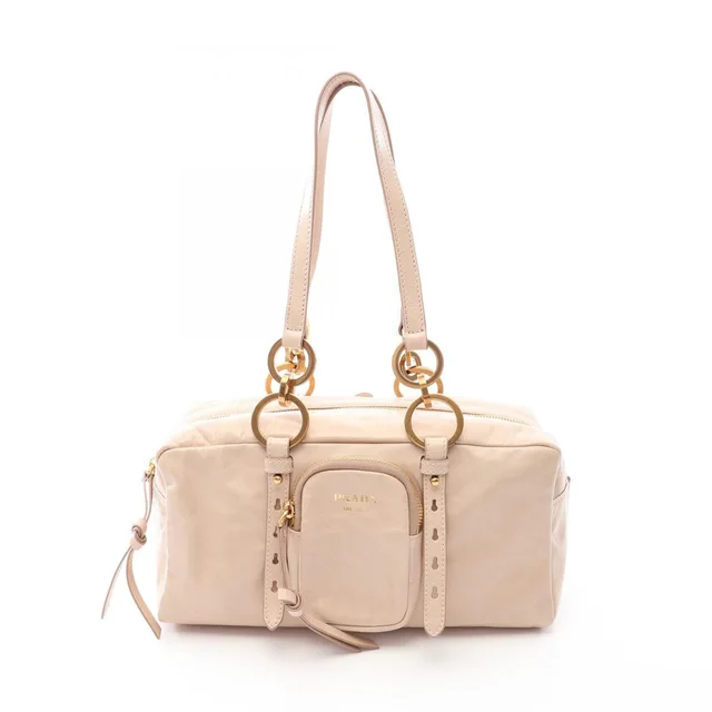 Prada Shoulder Bag Tangle Beige Leather Top Handle in Beige Leather from The Reluxe
