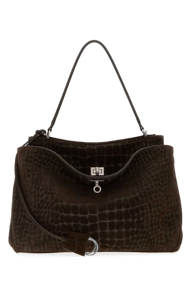 Balenciaga Piper Shoulder Bag — Brown in Brown Suede from HEWI
