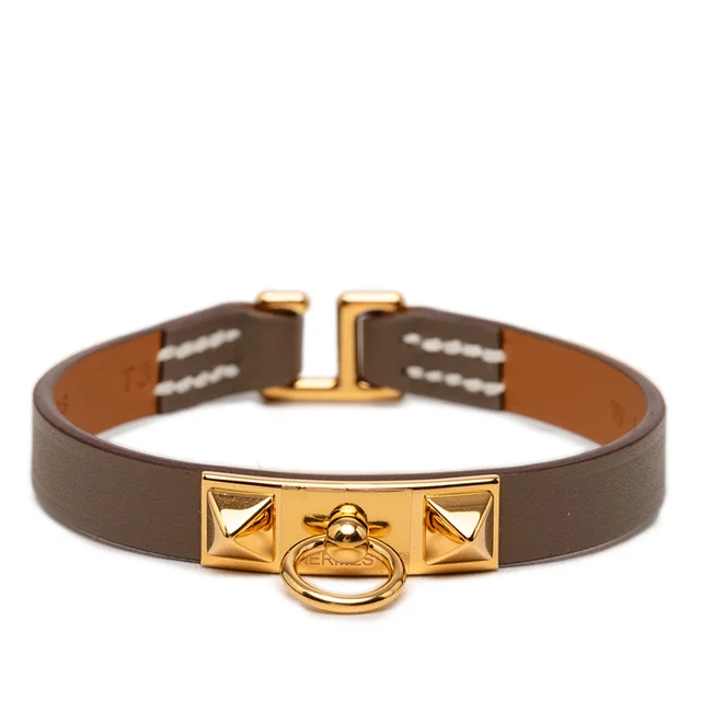 Brown Hermès Swift Rivale Mini Bracelet T3 in Brown Swift leather from Designer Revival