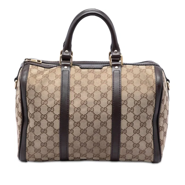 Beige Gucci Medium GG Canvas Joy Boston Bag Satchel in Beige Canvas from Designer Revival