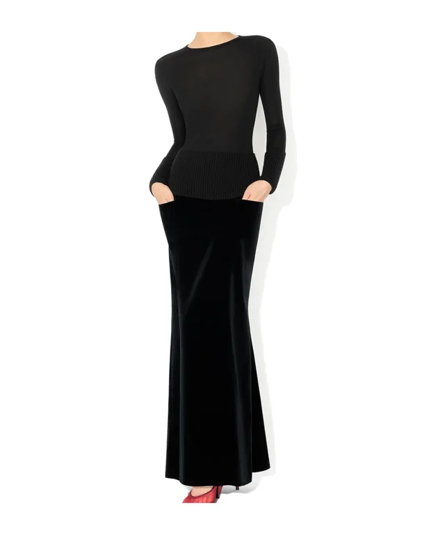 Alaia COTTON VELVET COLUMN SKIRT, photo 2 of 3 from SENSER