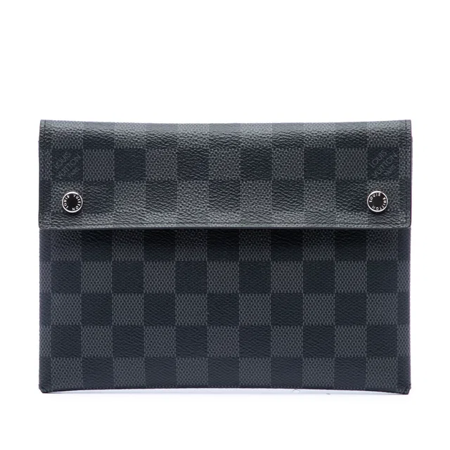 Black Louis Vuitton Damier Graphite Alpha Pochette MM Clutch Bag in Black Canvas from Designer Revival