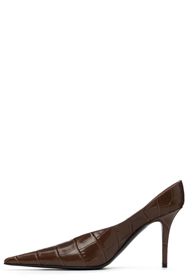 Amina Muaddi Brown Anok Mule 90 Heels, photo 3 of 5 from SSENSE