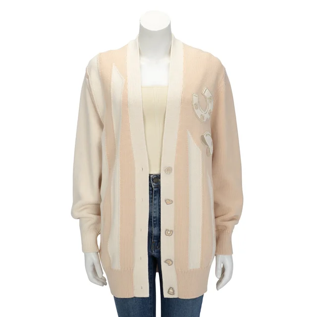 Hermès Knit Candy Libris Cardigan FR 36 in Blanc Nature Silk from Blue Spinach