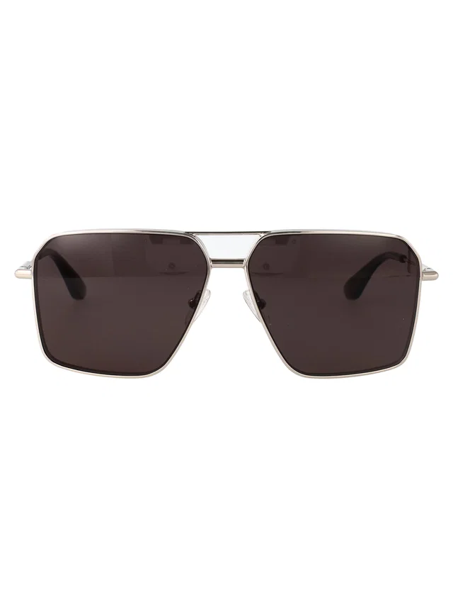 Alexander McQueen Am0500s Metal Square-Frame Sunglasses — Silver in Silver from HEWI