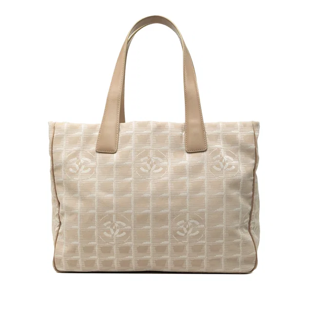 Beige Chanel New Travel Line Nylon Tote in Beige Nylon from Designer Revival