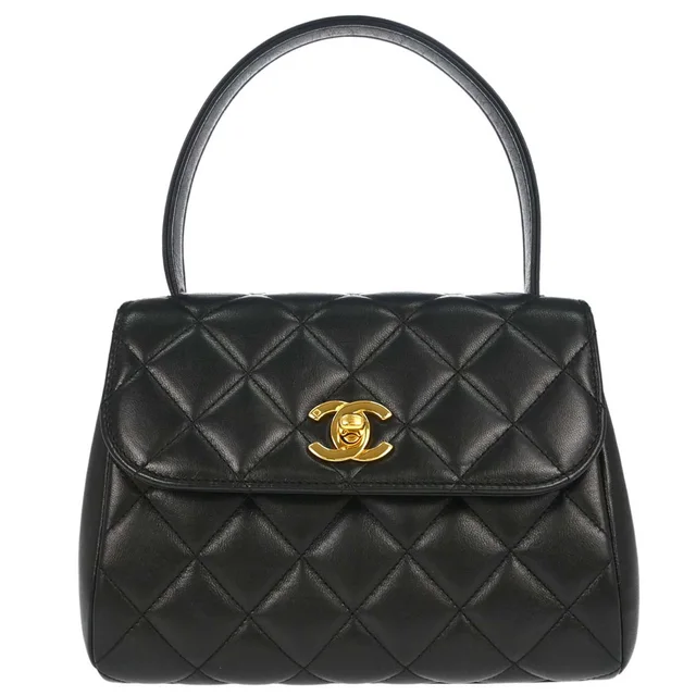 Chanel 1996-1997 Black Lambskin Top Handle Handbag in Black Lambskin from AMORE Vintage Tokyo