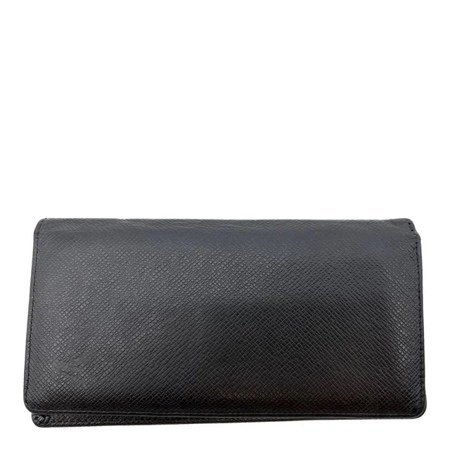 Louis Vuitton Brazza Taiga Leather Bifold Wallet Black in Black Leather from Dallas Designer Handbags
