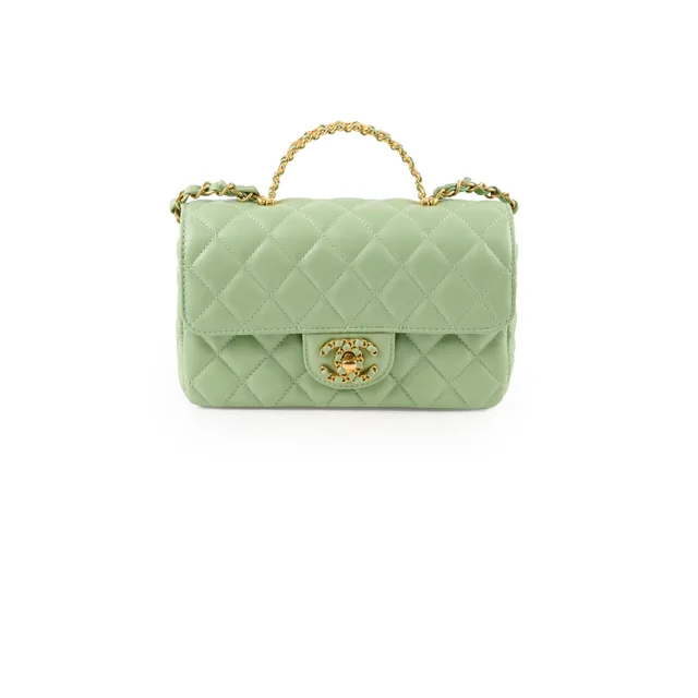 Chanel Mini Rectangular Top Handle Light Green Seasonal in Green Lambskin from The Purse Affair