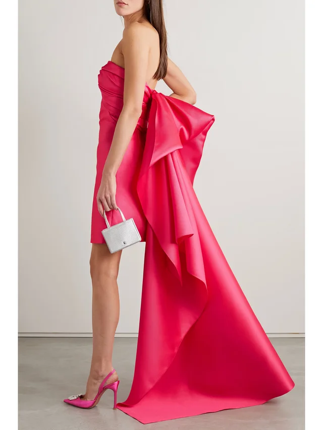 REEM ACRA Convertible strapless mikado-piqué mini dress in Pink, photo 2 of 2 from NET-A-PORTER (Canada)