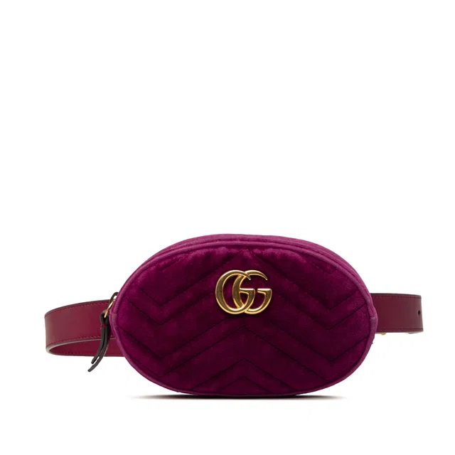 Purple Gucci GG Marmont Matelasse Velvet Belt Bag in Purple Velvet from Designer Revival