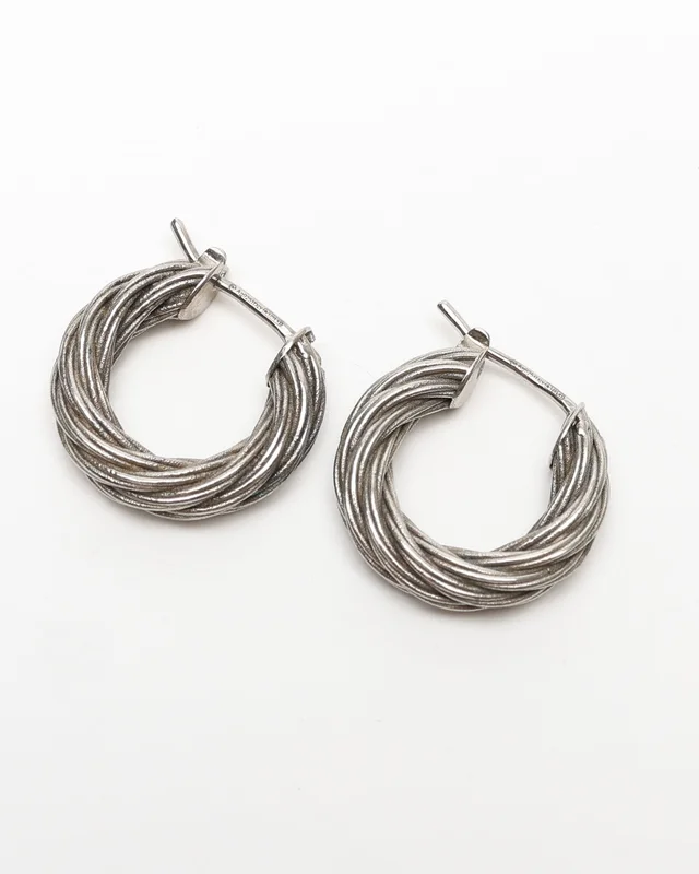 Bottega Veneta Twist Hoop Silver Earrings in Silver from A Retro Tale, photo 4 of 4