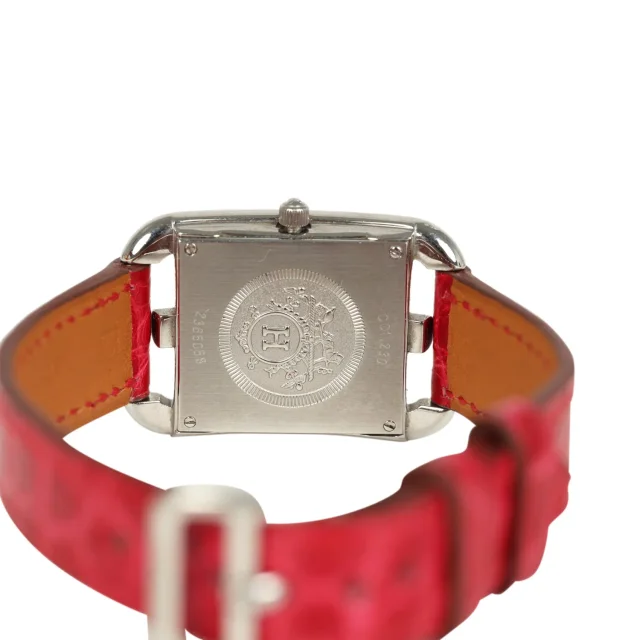 Hermès Cape Cod Watch Large Braise Shiny Alligator Steel Hardware & Diamonds in Crocodile from Madison Avenue Couture, photo 8 of 9