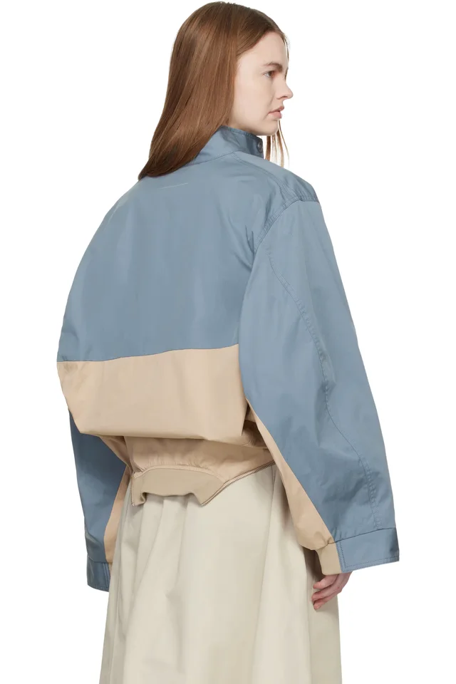 MM6 Maison Margiela Blue & Tan Sports Jacket, photo 3 of 4 from SSENSE