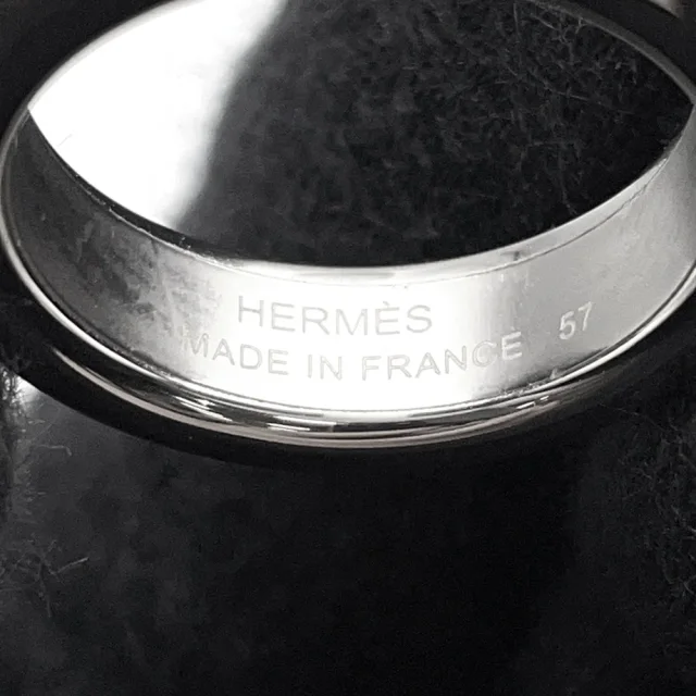 Hermès Athena Ring Size 57 Black Veau Madame Metal in Black Calfskin from GALLERY RARE, photo 8 of 9