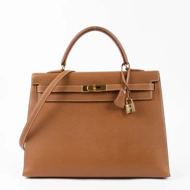 Hermès Kelly 35 Gold Courchevel GHW in Gold Leather from Labellov, photo 15 of 16