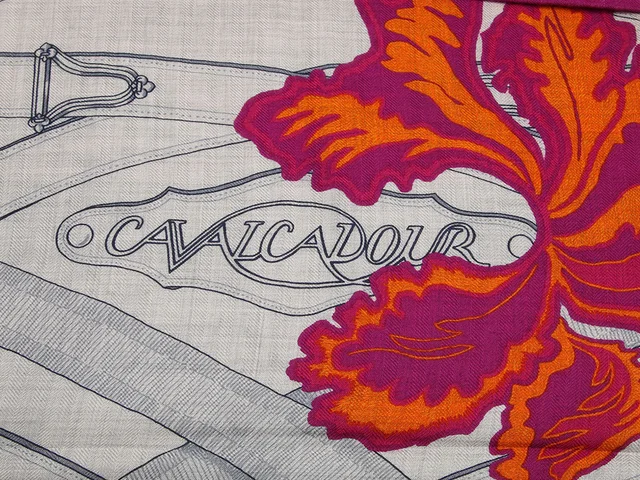 Hermès Cavalcadour Fleuri Cashmere Silk Shawl 140cm in Silk from Ann's Fabulous Finds, photo 2 of 6