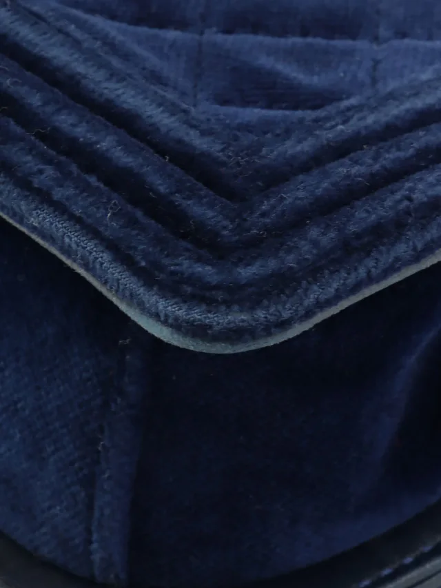 VELVET BOY CHANEL CHAIN SHOULDER BAG MINI, NAVY, c. 2013 in Navy Velvet from VINTAGE QOO TOKYO, photo 18 of 21