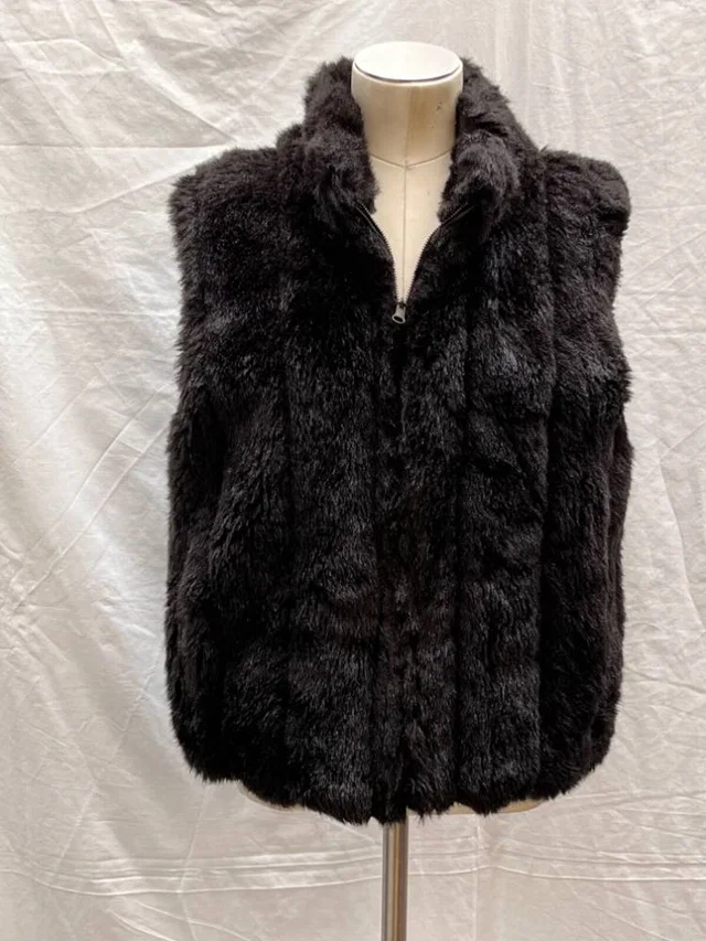 Coach reversible faux fur gilet black Size: M in Black Acrylic from Oxfam Online Shop