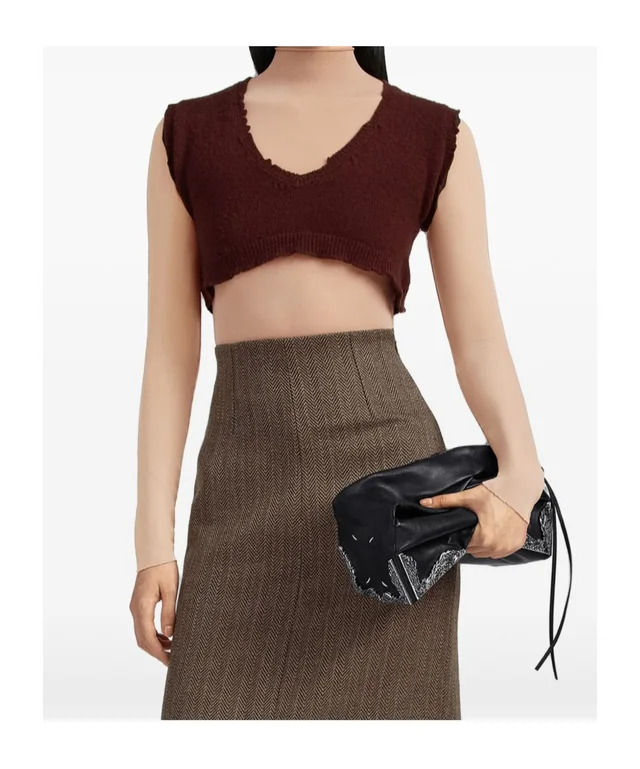 Maison Margiela Distressed Cropped Knitted Top, photo 3 of 5 from SENSER