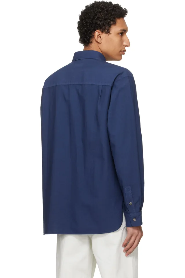 A.P.C. Navy Mateo Logo Shirt, photo 3 of 4 from SSENSE