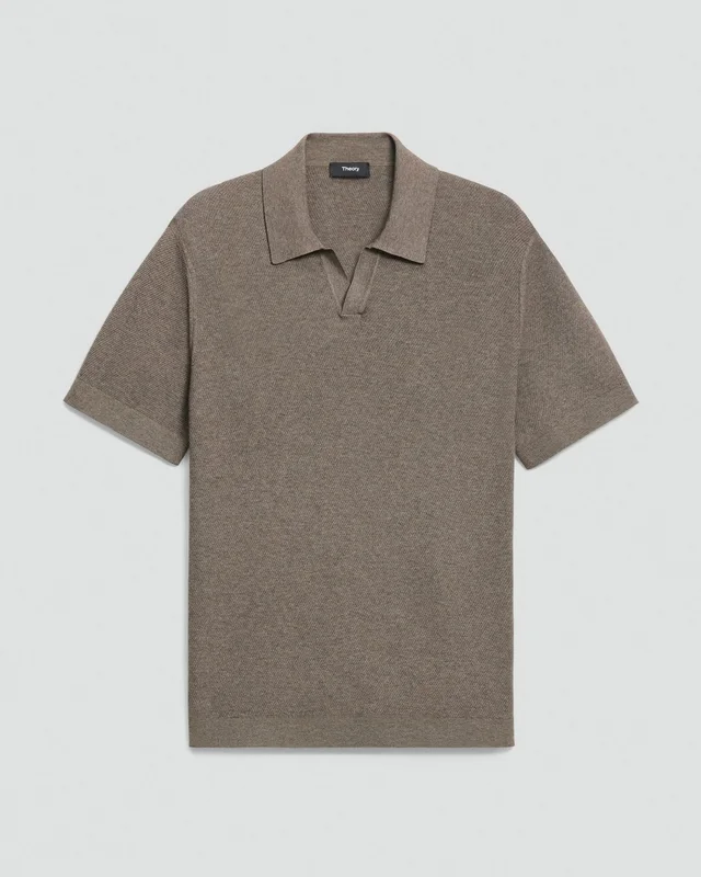 Theory Brenan Polo Shirt in Light Bilen in MOREL MELANGE 62% Viscose, 38% Polyester; Exclusive Of Elastic, photo 7 of 14 from Theory
