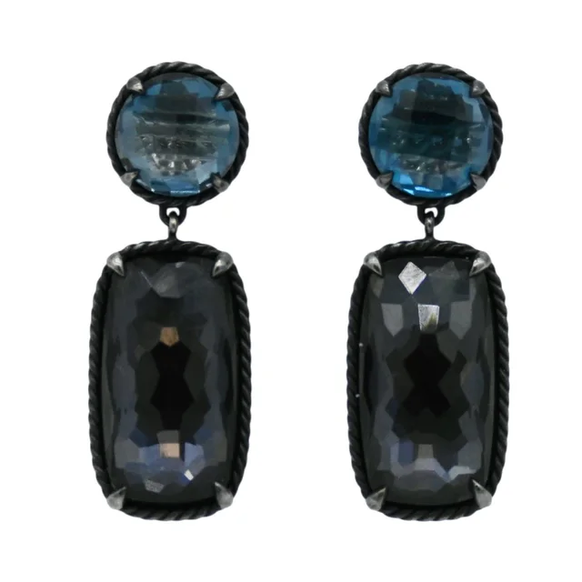 David Yurman Chatelaine Blue Topaz & Black Orchid Drop Earrings in Black from Clotheshorse Anonymous