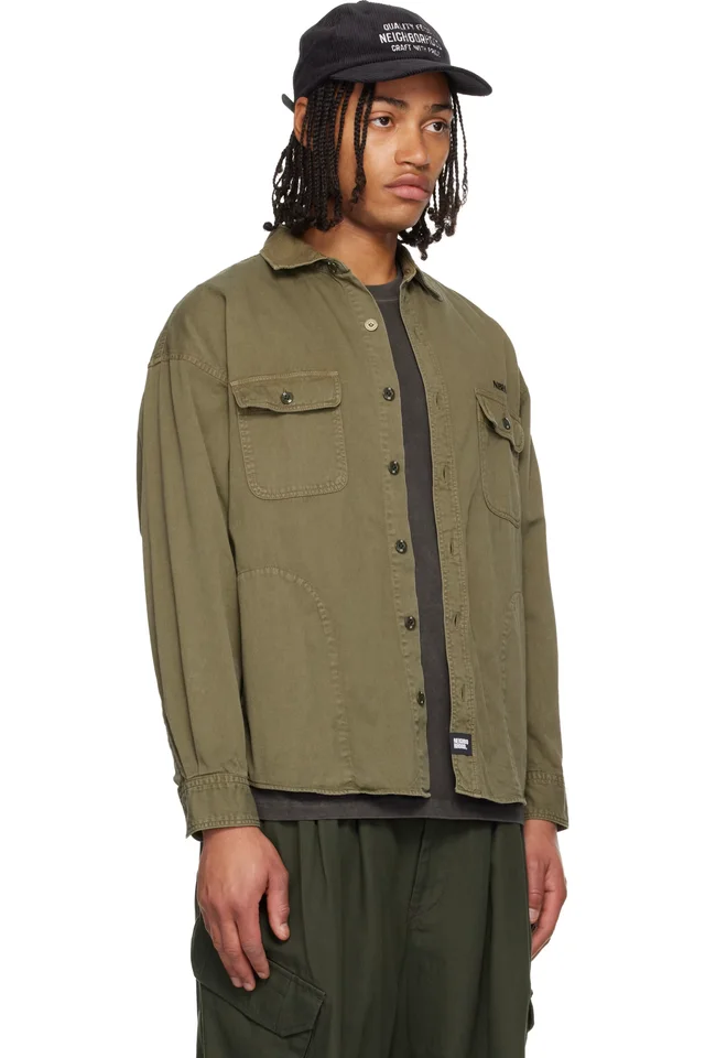 Neighborhood Khaki Garment Dyed Shirt, photo 2 of 4 from SSENSE