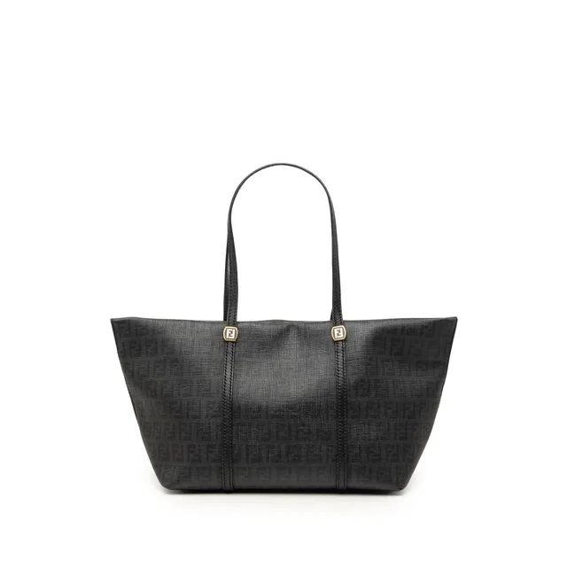 Black Fendi Zucchino Coated Canvas Tote in Black Coated canvas from Designer Revival