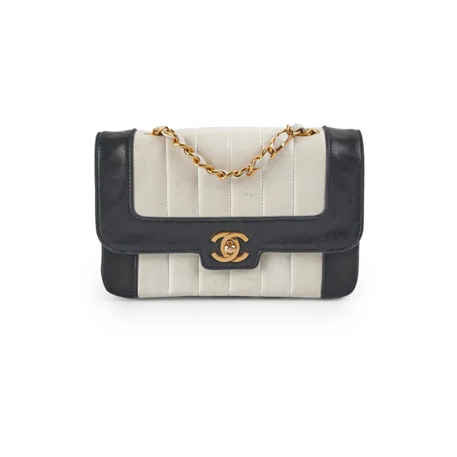 Chanel Seasonal Flap 23 Series Black/White in Black Leather from The Purse Affair