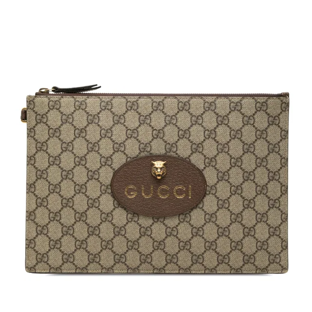 Gucci GG Supreme Neo Vintage Clutch in Beige Coated canvas from Designer Revival