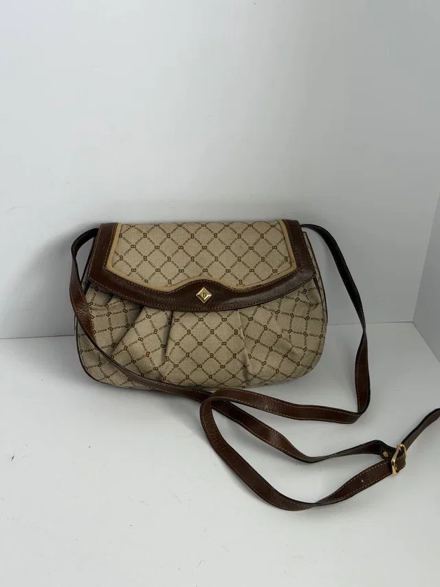 Bally Vintage Monogram Canvas Brown Leather Trim Crossbody Bag in brown|red Coated canvas from Poshmark