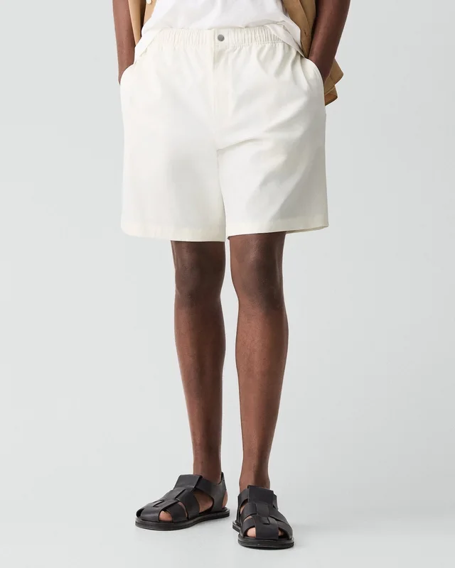Theory Pull-On Short in Moonsoft Cotton in WINTER IVORY 97% Cotton, 3% Spandex, photo 10 of 10 from Theory