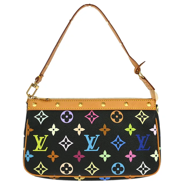 Louis Vuitton Black Multicolor Pochette Accessoires M92648 in Black Canvas from AMORE Vintage Tokyo