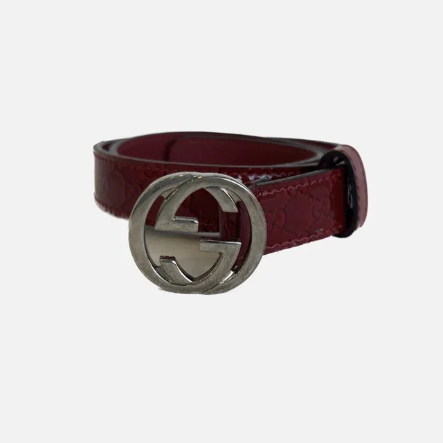 Gucci Kids GG Interlocking Mini Belt in calfskin, Metal, Patent leather from Reowned