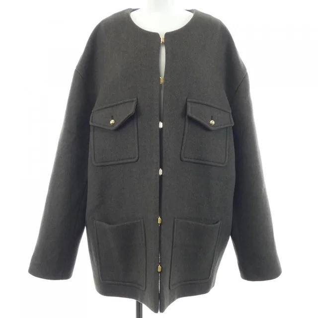 Celine Coat Khaki in Green Cashmere from The Reluxe