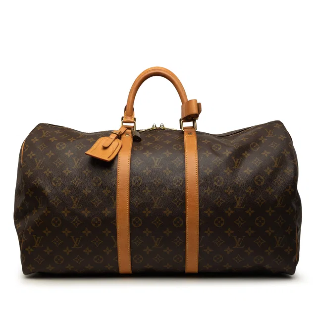 Brown Louis Vuitton Monogram Keepall 55 Travel Bag in Brown Coated canvas from Designer Revival