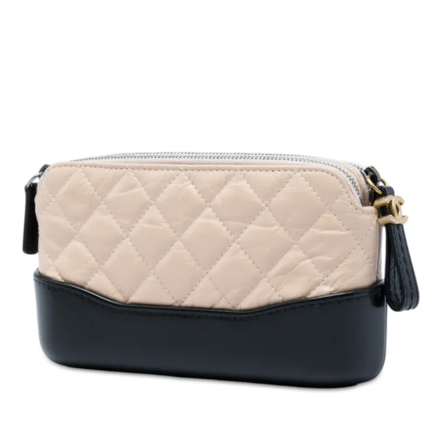 Beige Chanel Bicolor Aged Calfskin Gabrielle Double Zip Clutch with Chain Crossbody Bag in Beige Calfskin from Designer Revival, photo 2 of 6