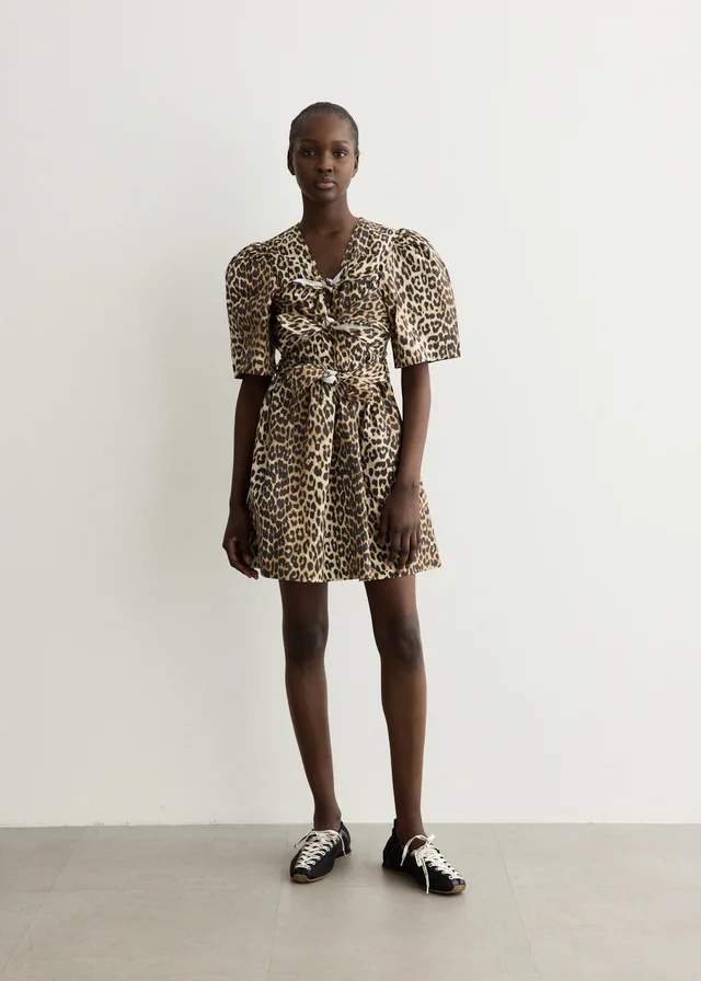 Ganni Printed Stretch Cotton Mini Tie Strap Dress from Incu, photo 1 of 1