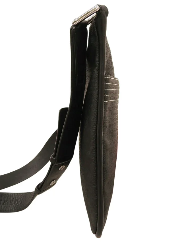 Loewe Repeat Anagram Pattern Shoulder Bag, Black in Black Leather from VINTAGE QOO TOKYO, photo 4 of 11
