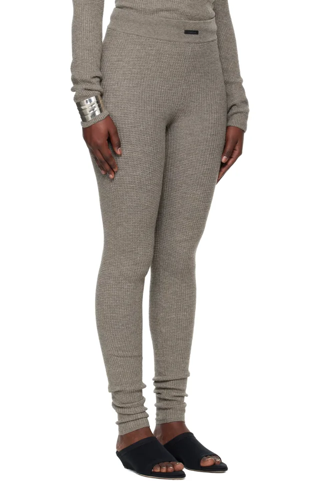 Fear of God ESSENTIALS Brown Holiday Waffle Leggings, photo 2 of 4 from SSENSE