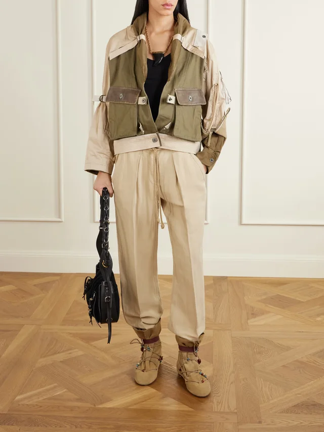 ISABEL MARANT Julissa leather-trimmed organic cotton jacket in Green, photo 2 of 2 from NET-A-PORTER (Canada)