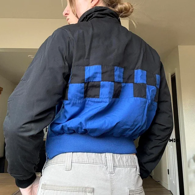 Omega Women's Jacket - Blue/Black - XS in blue|black from Depop, photo 3 of 3