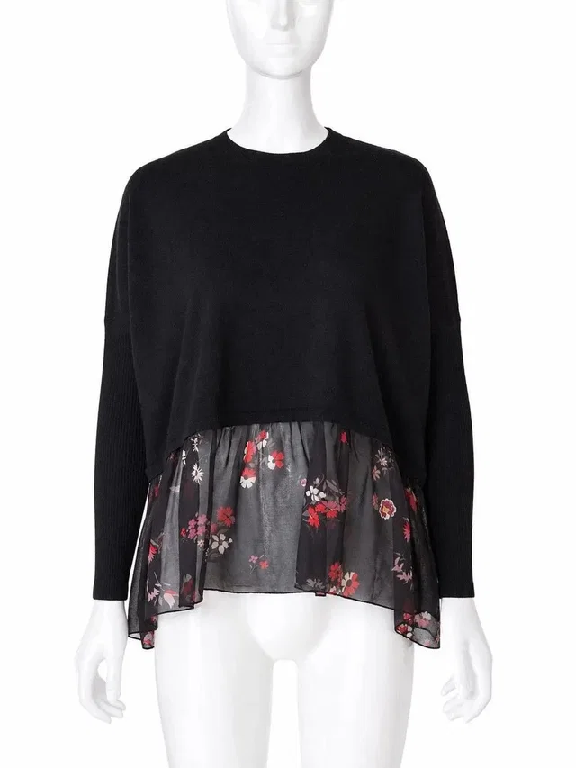 REDValentino Virgin Wool Sweater Xs Floral Chiffon He in black Wool from Grailed